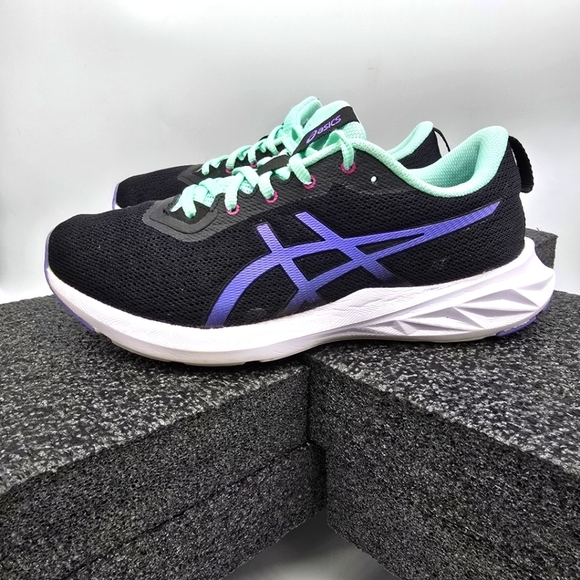ASICS Shoes Women's 8.5 Running Black with Purple Accents and Mint Trim - Picture 1 of 7